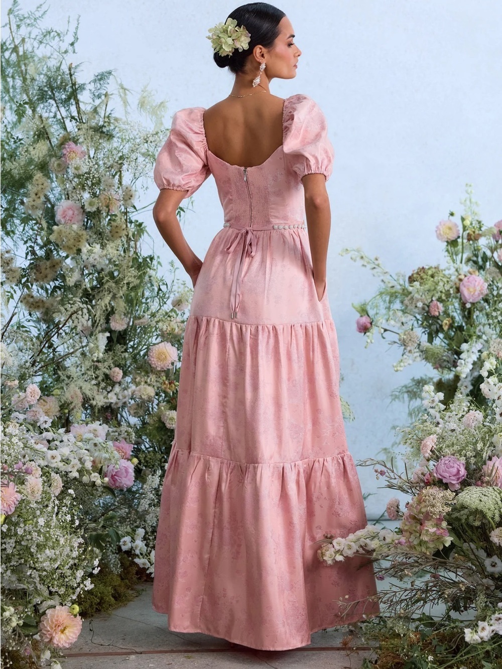 NWT V.Chapman The Emma Dress in Light Pink Windsor Brocade Size 4 - Picture 10 of 16